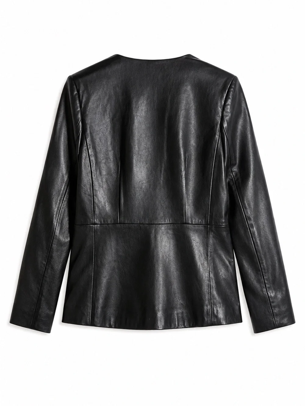 Elie Tahari Black Faux Leather Single-Button Jacket